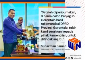 Sudarman Samad Serahkan 3 Nama Calon Penjagub, Hasil Rekomendasi DPRD, ke Kemendagri