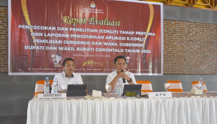 KPU Kabupaten Gorontalo Gelar Rapat Evaluasi Coklit Tahap Pertama