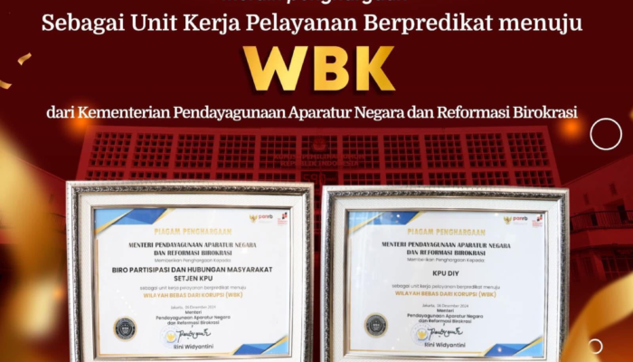 KPU Raih Penghargaan Sebagai Unit Kerja Pelayanan Berpredikat WBK