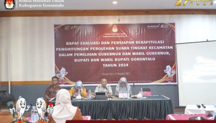 KPU Kabupaten Gorontalo Gelar Rapat Evaluasi dan Persiapan Rekapitulasi Suara Pilkada 2024