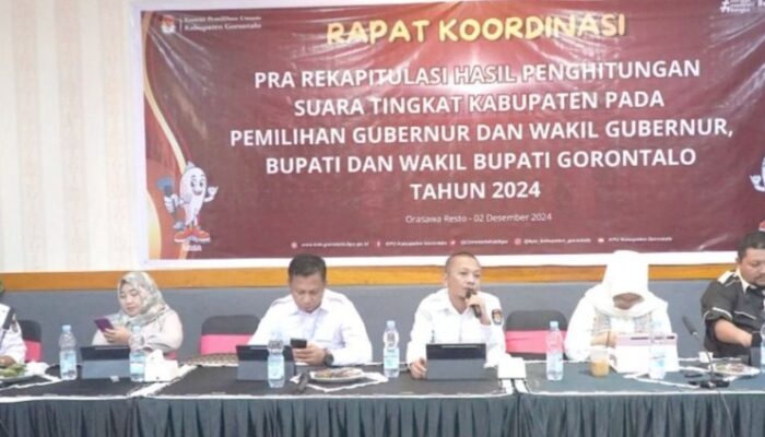 KPU Kabupaten Gorontalo Gelar Rapat Koordinasi Pra-Rekapitulasi Hasil Penghitungan Suara