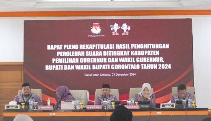 KPU Kabupaten Gorontalo Gelar Rapat Pleno Rekapitulasi Hasil Perhitungan Suara Pilkada 2024