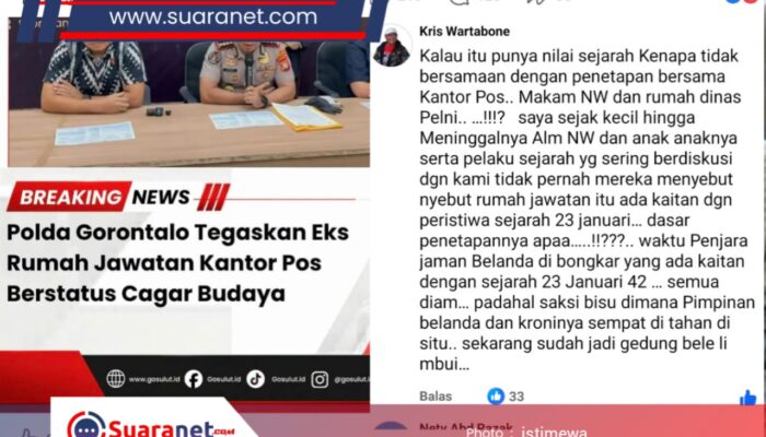 Polda Ngotot Rumah Jawatan Adalah Cagar Budaya, Kris Wartabone: Dasarnya Apa?